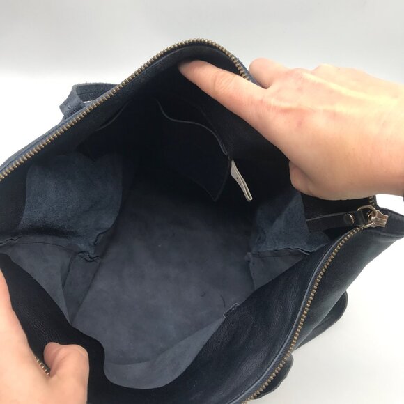 Luri Navy Genuine Embossed Leather Convertible Crossbody Bag - Picture 11 of 12